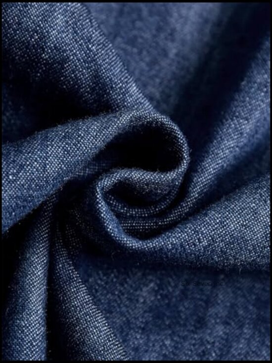 Denim Shirt Dress V-Neck Short Sleeve A-Line with Pockets - Picture 7 of 7